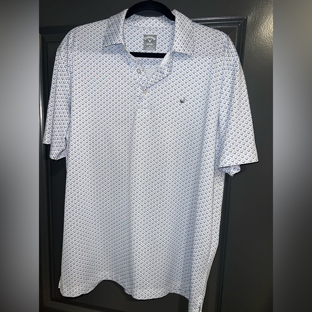 Callaway White Casual polo Shirt with Geometric Pattern